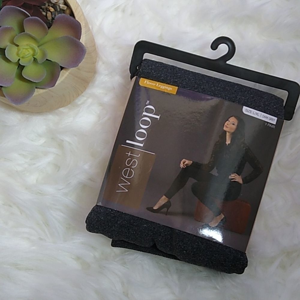 NWT West Loop L/XL Dark Grey Fleece Leggings.